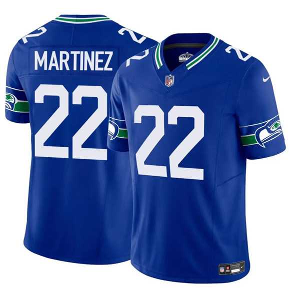 Men%27s Seattle Seahawks #22 Damien Martinez Royal 2025 F.U.S.E Throwback Vapor Limited Stitched Jersey Dzhi