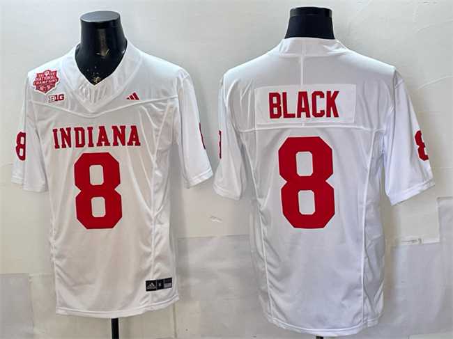 Men%27s Indiana Hoosiers #8 Kaelon Black White F.U.S.E. 2025 National Champions Patch Stitched Football Jersey