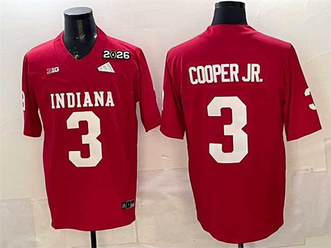 Men%27s Indiana Hoosiers #3 Omar Cooper Jr. Red F.U.S.E. 2026 Patch Stitched Football Jersey