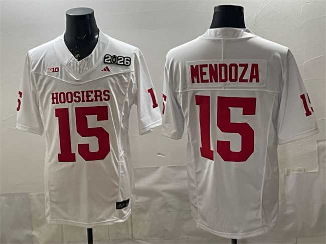 Men%27s Indiana Hoosiers #15 Fernando Mendoza White F.U.S.E. 2026 Patch Stitched Football Jersey