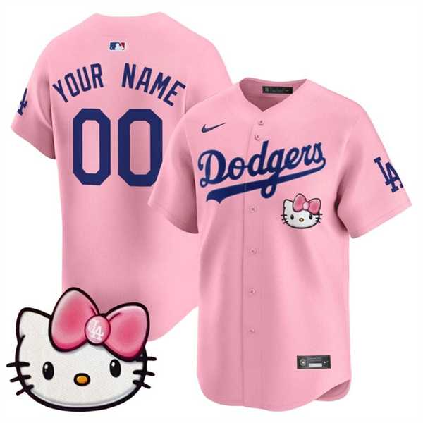 Men%27s Los Angeles Dodgers ACTIVE PLAYER Custom Pink 2025 Hello Kitty Vapor Premier Limited Stitched Baseball Jersey