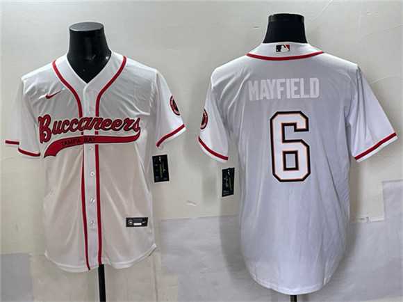 Men%27s Tampa Bay Buccaneers #6 Baker Mayfield White Cool Base Stitched Baseball Jersey