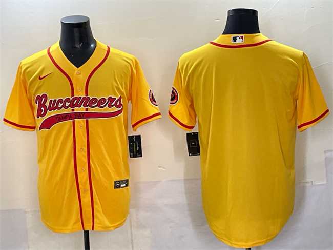 Men%27s Tampa Bay Buccaneers Blank Gold Cool Base Stitched Baseball Jersey