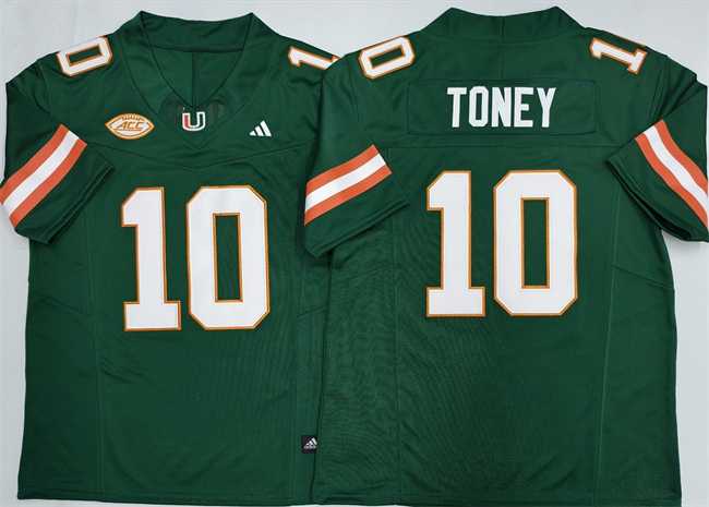 Men%27s Miami Hurricanes #10 Malachi Toney Green F.U.S.E. 2026 Stitched Football Jersey