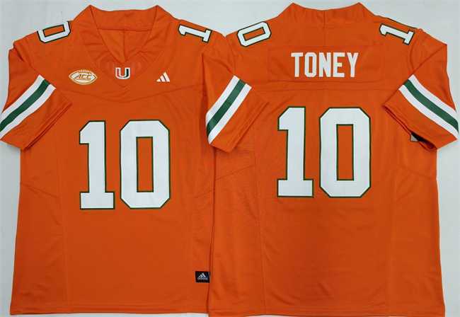 Men%27s Miami Hurricanes #10 Malachi Toney Orange F.U.S.E. 2026Stitched Football Jersey
