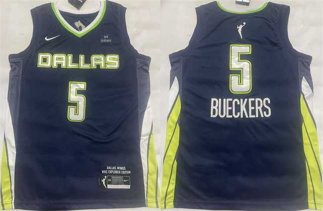 Men%27s Dallas Wings #5 Paige Bueckers Navy Stitched Basketball Jerseys