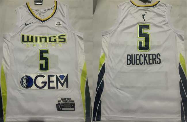 Men%27s Dallas Wings #5 Paige Bueckers White 2025 Stitched Basketball Jersey