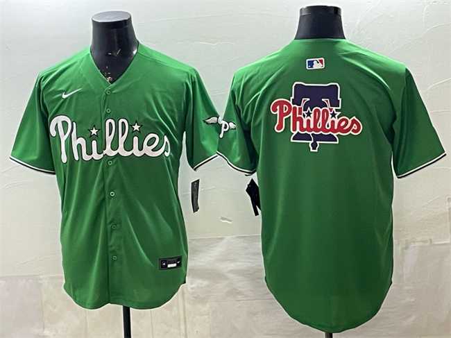 Men%27s Philadelphia Phillies Team Big Logo Green Limited Stitched Jersey Dzhi