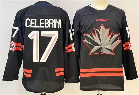 Men%27s Canada Hockey #17 Macklin Celebrini Black Stitched Jersey