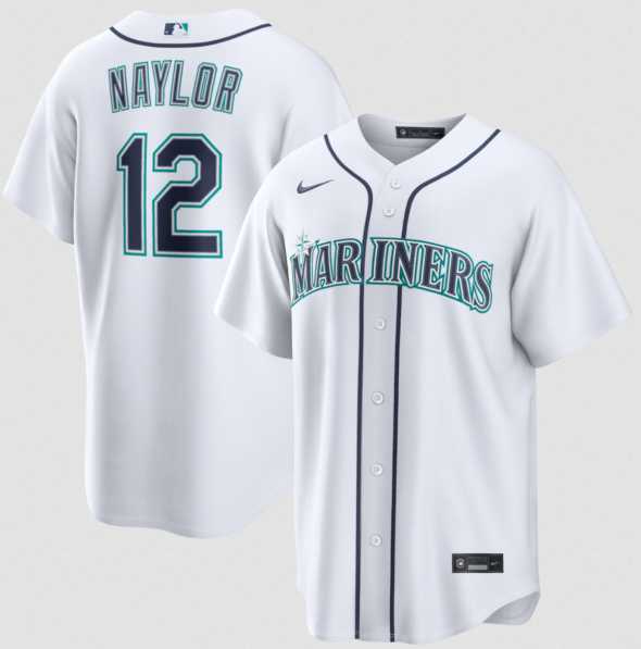 Men%27s Seattle Mariners #12 Josh Naylor White Cool Base Limited Stitched jersey Dzhi