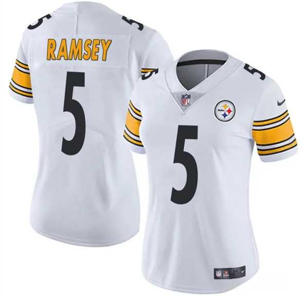 Women%27s Pittsburgh Steelers #5 Jalen Ramsey White 2025 Vapor Untouchable Limited Stitched Jersey(Run Small) Dzhi