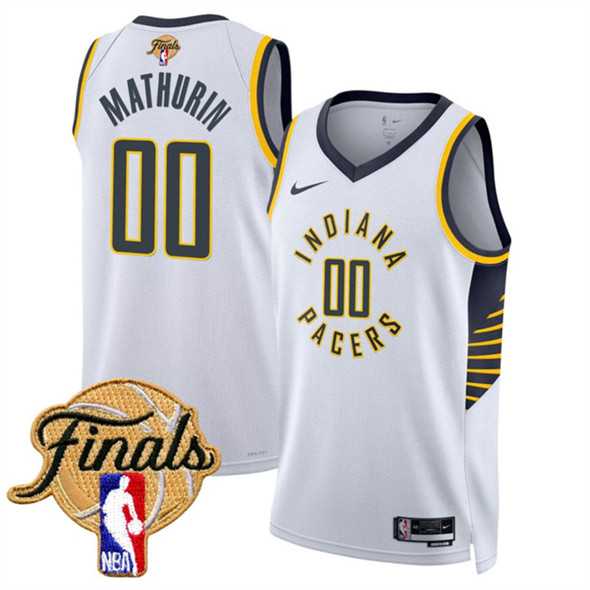 Men%27s Indiana Pacers #00 Bennedict Mathurin White 2025 Finals Association Edition Stitched Jersey Dzhi