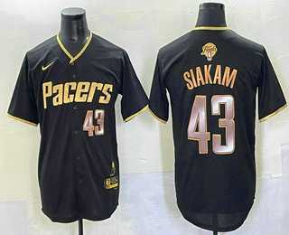 Men%27s Indiana Pacers #43 Pascal Siakam Black Gold 2025 Finals Vapor Stitched Baseball Jersey