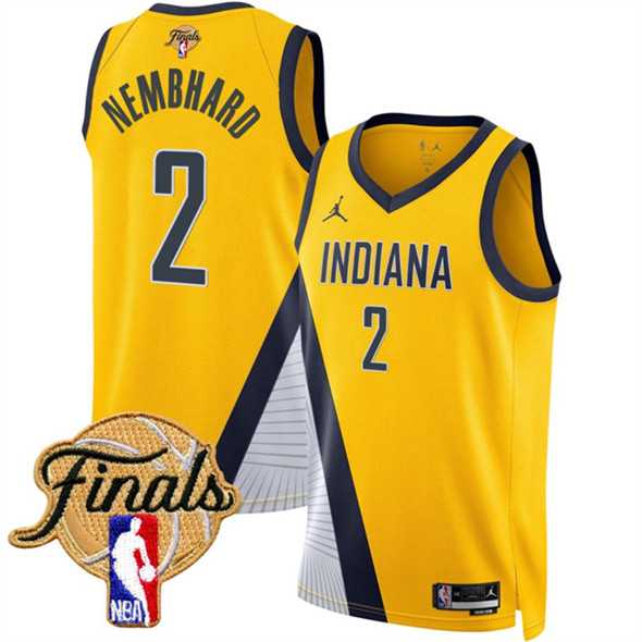 Men%27s Indiana Pacers #2 Andrew Nembhard Yellow 2025 Finals Statement Edition Stitched Jersey Dzhi