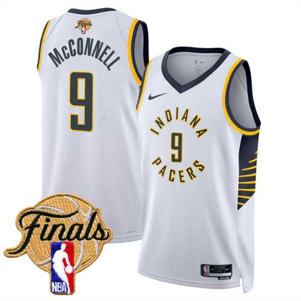 Men%27s Indiana Pacers #9 T.J. McConnell White 2025 Finals Association Edition Stitched Jersey Dzhi