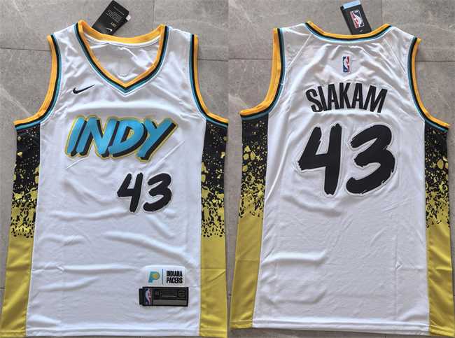 Men%27s Indiana Pacers #43 Pascal Siakam White 2025 City Edition Stitched Basketball Jersey