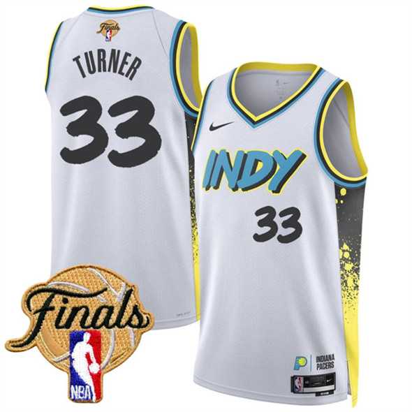 Men%27s Indiana Pacers #33 Myles Turner White 2024-25 City Edition Stitched Jersey Dzhi