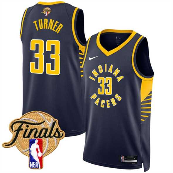 Men%27s Indiana Pacers #33 Myles Turner Navy 2025 Finals Icon Edition Stitched Jersey Dzhi