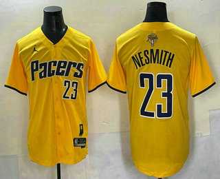 Men%27s Indiana Pacers #23 Aaron Nesmith Yellow 2025 Finals Vapor Stitched Baseball Jersey