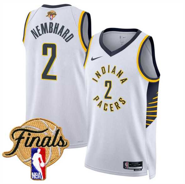 Men%27s Indiana Pacers #2 Andrew Nembhard White 2025 Finals Association Edition Stitched Jersey Dzhi