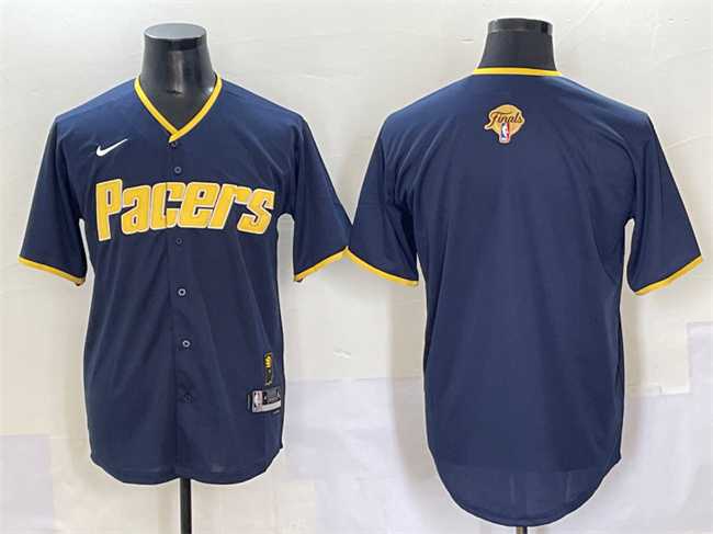 Men%27s Indiana Pacers Blank Navy 2025 Finals Vapor Stitched Baseball Jersey