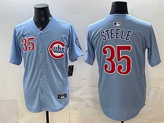 Men%27s Chicago Cubs #35 Justin Steele Blue 2024 25 2nd Alternate Limited Stitched Jersey