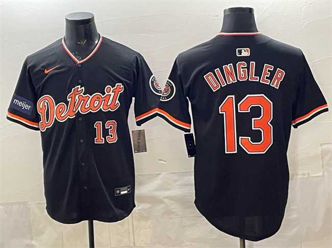 Men%27s Detroit Tigers #13 Dillon Dingler Black 2026 Meijer Patch Alternate Vapor Premier Limited Stitched Jersey