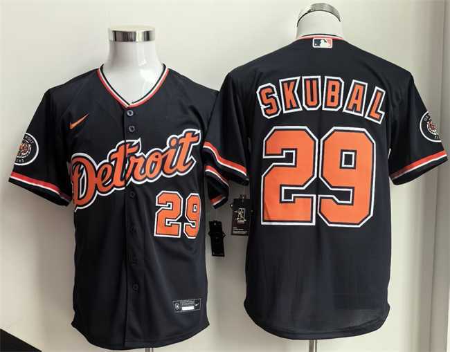 Men%27s Detroit Tigers #29 Tarik Skubal 2026 Navy Alternate Stitched Jersey