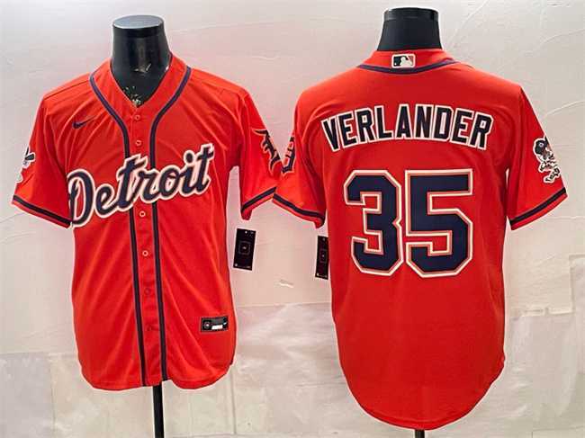 Men%27s Detroit Tigers #35 Justin Verlander Orange 2026 Cool Base Stitched Baseball Jersey