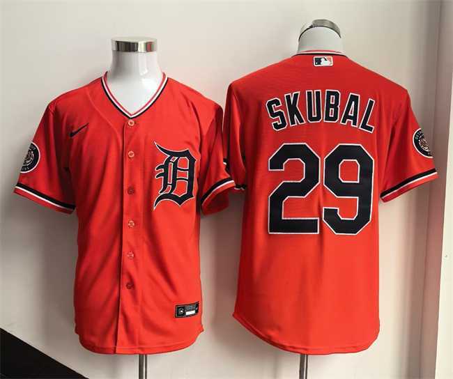 Men%27s Detroit Tigers #29 Tarik Skubal Orange 2026 Alternate Stitched Jersey