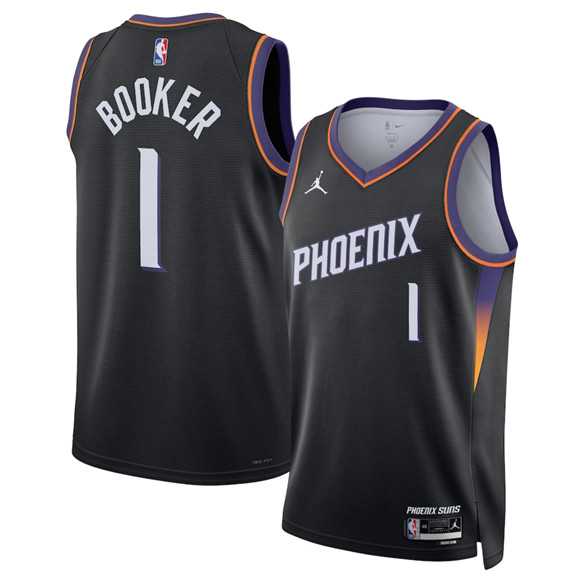 Men%27s Phoenix Suns #1 Devin Booker Black 2025 Statement Edition Stitched Jersey Dzhi