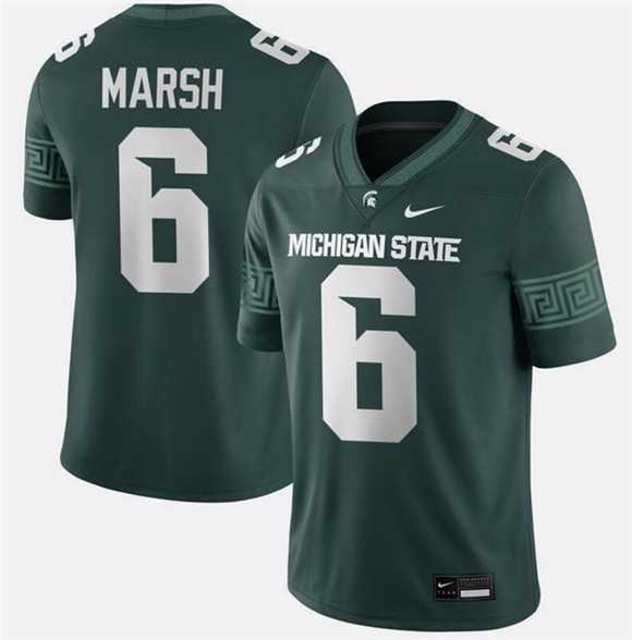 Men%27s Michigan State Spartans #6 Nick Marsh Green Vapor Limited Stitched Football Jersey Dzhi