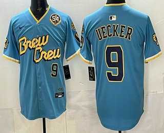 Men%27s Milwaukee Brewers #9 Bob Uecker Blue City Connect Limited Jersey