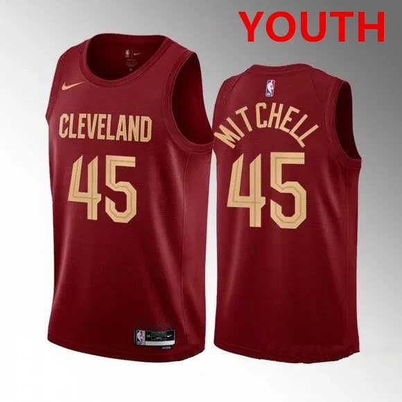 Youth Cleveland Cavaliers #45 Donovan Mitchell Red Stitched Jersey Dzhi