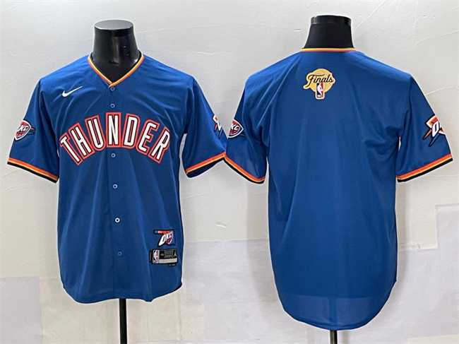 Men%27s Oklahoma City Thunder Blank Blue 2025 Finals Vapor Stitched Baseball Jersey