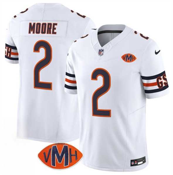 Men & Women & Youth Chicago Bears #2 D.J. Moore White 2025 F.U.S.E. With VMH Patch Vapor Untouchable Limited Stitched Jersey