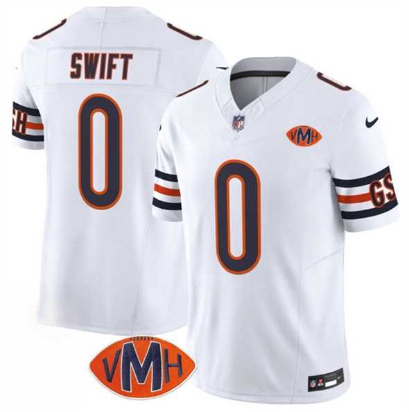 Men & Women & Youth Chicago Bears #0 D%27Andre Swift White 2025 F.U.S.E. With VMH Patch Vapor Untouchable Limited Stitched Jersey
