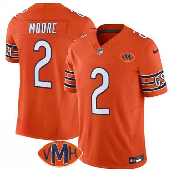 Men & Women & Youth Chicago Bears #2 D.J. Moore Orange 2025 F.U.S.E. With VMH Patch Vapor Untouchable Limited Stitched Jersey