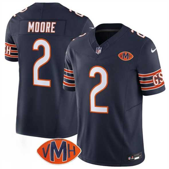 Men & Women & Youth Chicago Bears #2 D.J. Moore Navy 2025 F.U.S.E. With VMH Patch Vapor Untouchable Limited Stitched Jersey