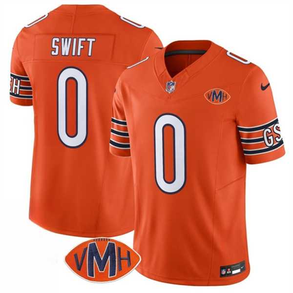 Men & Women & Youth Chicago Bears #0 D%27Andre Swift Orange 2025 F.U.S.E. With VMH Patch Vapor Untouchable Limited Stitched Jersey