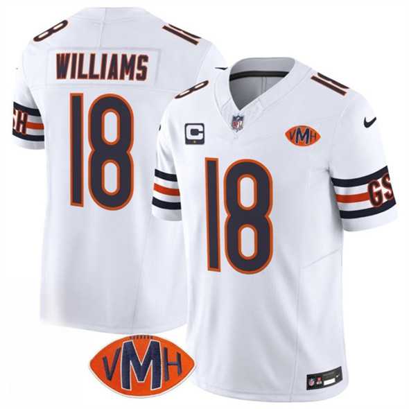 Men & Women & Youth Chicago Bears #18 Caleb Williams White 2025 F.U.S.E. With 1-Star C Patch And VMH Patch Vapor Untouchable Limited Stitched Jersey