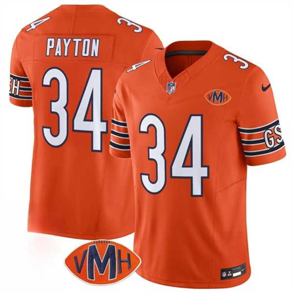 Men & Women & Youth Chicago Bears #34 Walter Payton Orange 2025 F.U.S.E. With VMH Patch Vapor Untouchable Limited Stitched Jersey