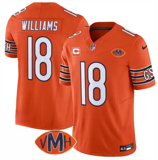 Men & Women & Youth Chicago Bears #18 Caleb Williams Orange 2025 F.U.S.E. With 1-Star C Patch And VMH Patch Vapor Untouchable Limited Stitched Jersey