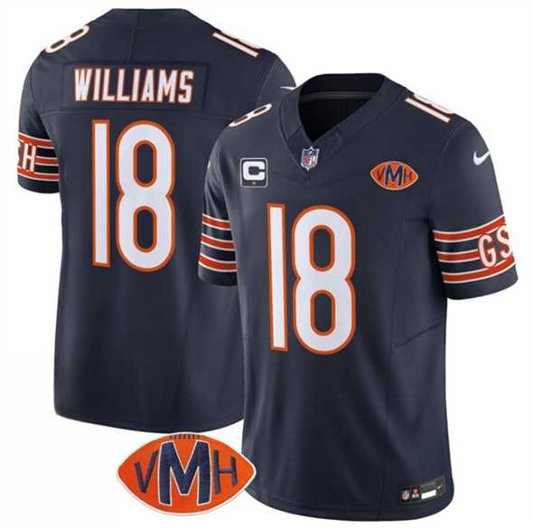 Men & Women & Youth Chicago Bears #18 Caleb Williams Navy 2025 F.U.S.E. With 1-Star C Patch And VMH Patch Vapor Untouchable Limited Stitched Jersey