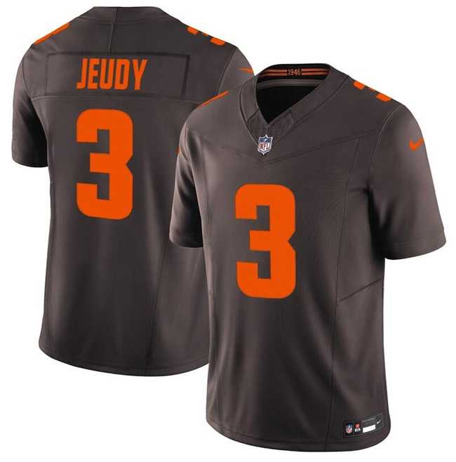 Men & Women & Youth Cleveland Browns #3 Jerry Jeudy Brown 2025 F.U.S.E. %27Alpha Dawg Edition%27 Vapor Limited Stitched Jersey
