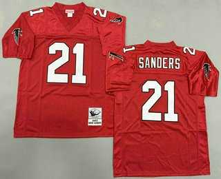 Men%27s Atlanta Falcons #21 Deion Sanders Red 1992 Throwback Jersey