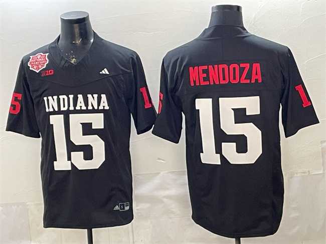 Men%27s Indiana Hoosiers #15 Fernando Mendoza Black F.U.S.E. 2025 National Champions Patch Stitched Jersey
