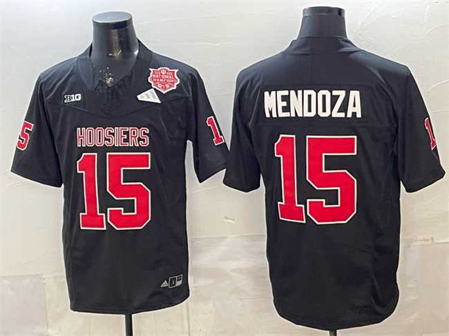 Mens Indiana Hoosiers #15 Fernando Mendoza Black F.U.S.E. 2025 National Champions Patch Stitched Jersey