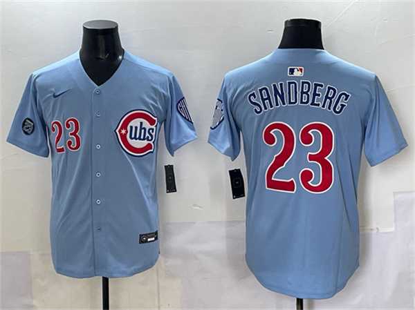 Men%27s Chicago Cubs #23 Ryne Sandberg Blue %27Ryne Sandberg Tribute%27 Vapor Limited V2 Stitched Jersey