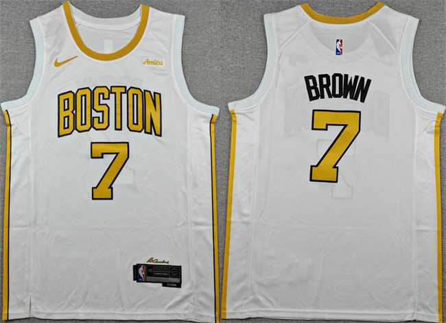 Men%27s Boston Celtics #7 Jaylen Brown White 2025-26 City Edition Stitched Jersey